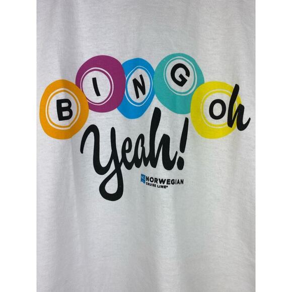 Delta Pro Weight XL White Short Sleeve "BINGO Yeah!" Cruise Line T-Shirt - Picture 2 of 6